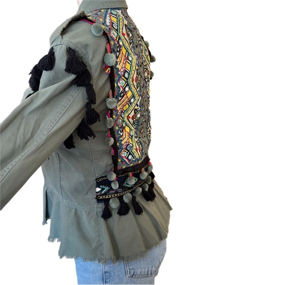 Zara army green embroidered jacket - Picture 7 of 12